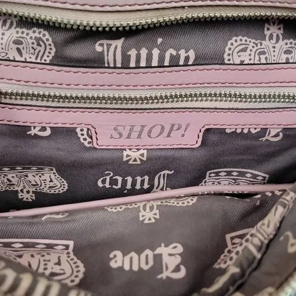 Vintage Rare Y2K Juicy Couture Purple Pink Quilted Velour Charm Bag - Picture 9 of 12